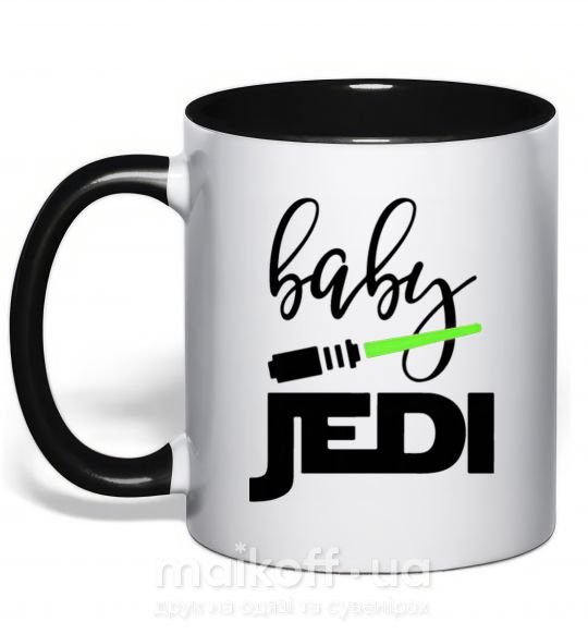Чашка з кольоровою ручкою Baby Jedi Чорний фото