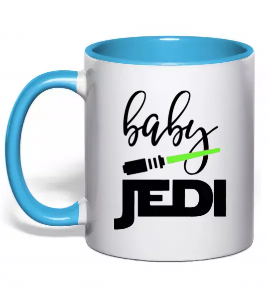 Чашка з кольоровою ручкою Baby Jedi Блакитний фото