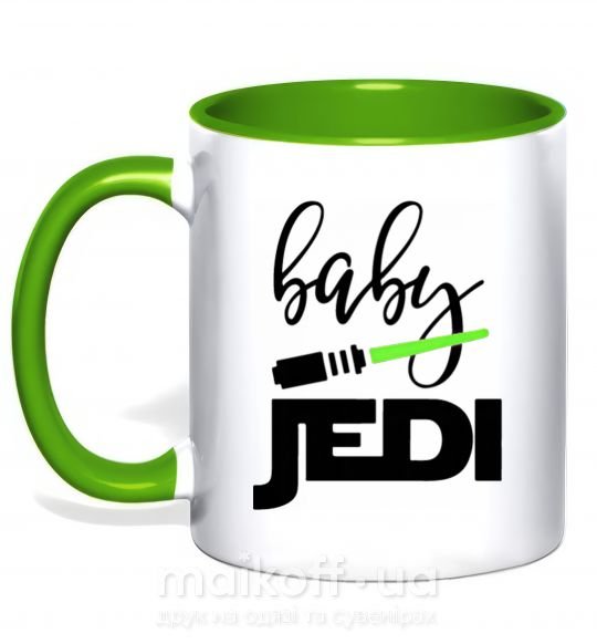 Чашка з кольоровою ручкою Baby Jedi Зелений фото