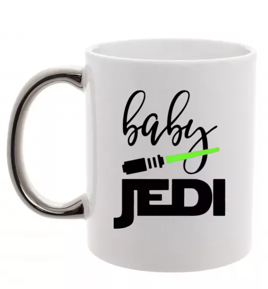 Чашка з кольоровою ручкою Baby Jedi Срібло фото