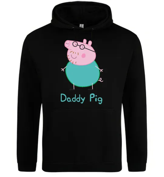 Чоловіча толстовка (худі) Папа Свин Чорний фото