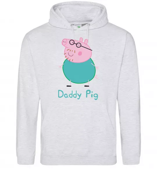 Чоловіча толстовка (худі) Папа Свин Сірий меланж фото