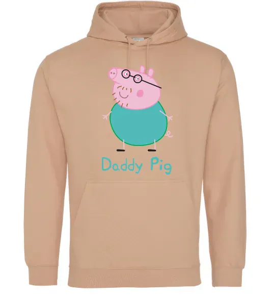 Чоловіча толстовка (худі) Папа Свин Пісочний фото
