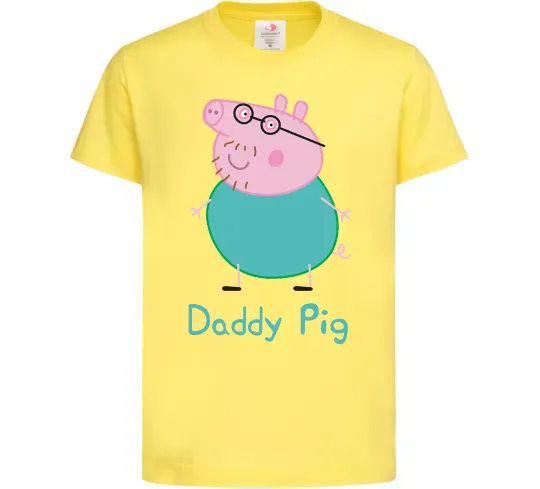 Детская футболка Папа Свин Лимонный фото