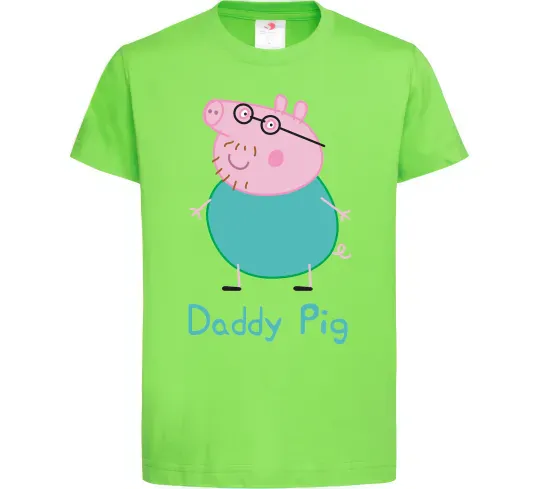 Детская футболка Папа Свин Лаймовый фото