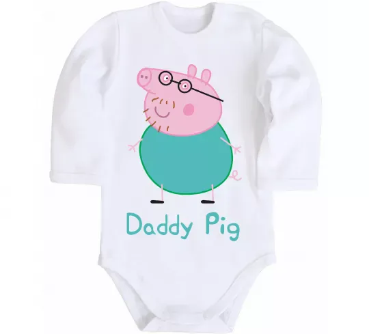 Детский боди Папа Свин Белый фото