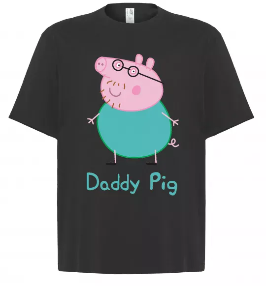 Футболка Оверсайз Папа Свин Черный фото
