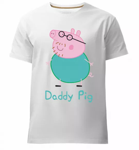 Мужская премиум футболка Папа Свин Белый фото