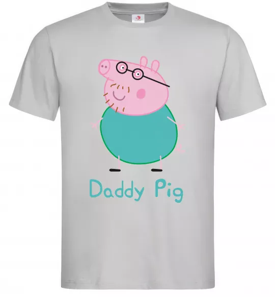 Мужская футболка Папа Свин Серый фото