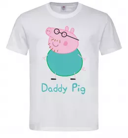 Мужская футболка Папа Свин Белый фото