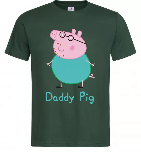 Мужская футболка Папа Свин Темно-зеленый фото