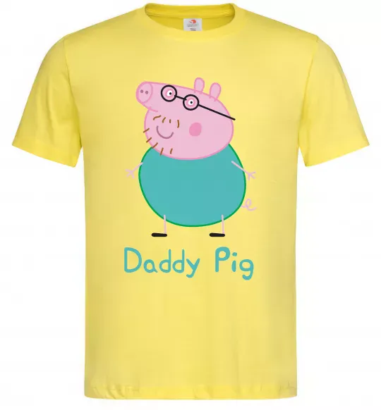 Мужская футболка Папа Свин Лимонный фото