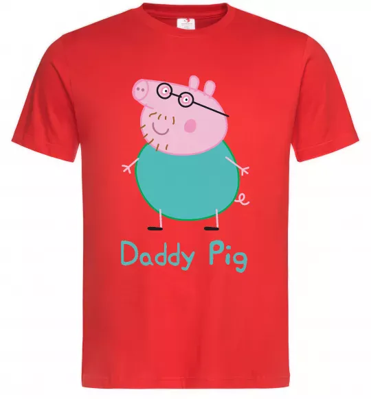 Мужская футболка Папа Свин Красный фото