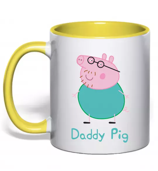 Чашка с цветной ручкой Папа Свин Солнечно желтый фото