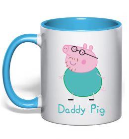 Чашка з кольоровою ручкою Папа Свин