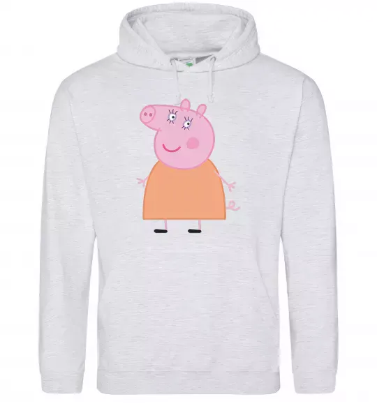 Жіноча толстовка (худі) Мама Свинка Сірий меланж фото