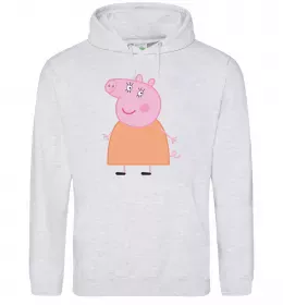 Женская толстовка (худи) Мама Свинка Серый меланж фото