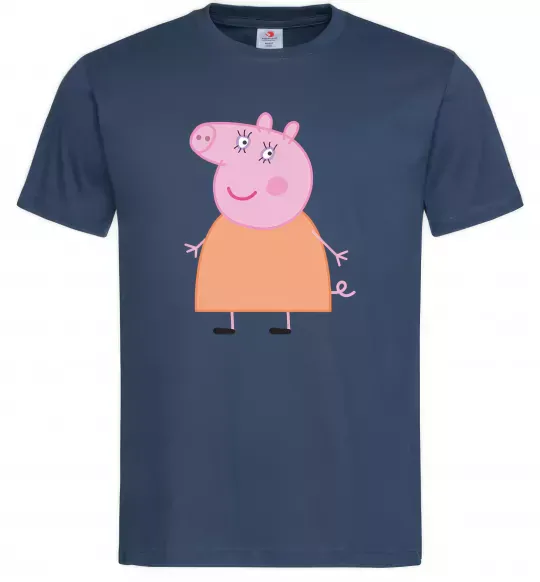 Мужская футболка Мама Свинка Темно-синий фото