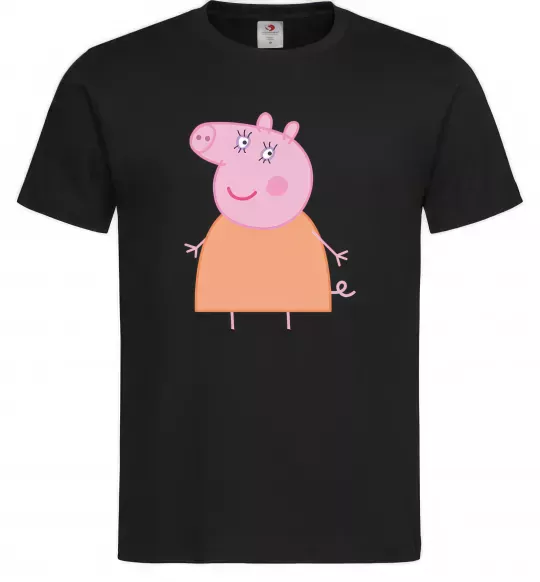 Мужская футболка Мама Свинка Черный фото