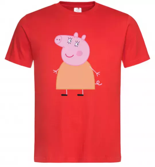 Мужская футболка Мама Свинка Красный фото