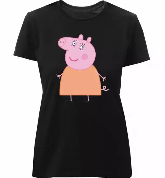 Жіноча преміум футболка Мама Свинка Чорний фото