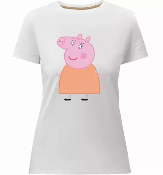 Жіноча преміум футболка Мама Свинка Білий фото