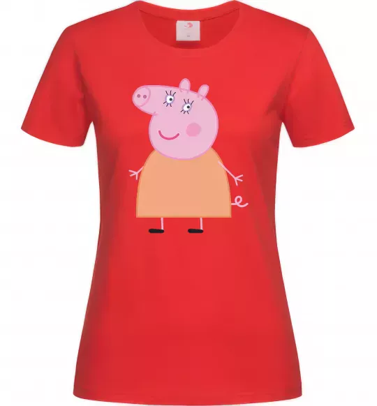 Женская футболка Мама Свинка Красный фото