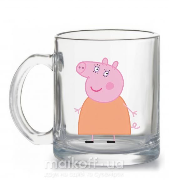 Чашка стеклянная Мама Свинка Прозрачный фото