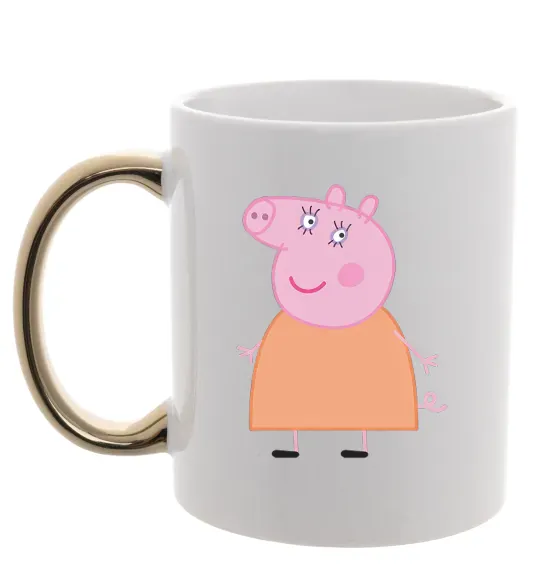 Чашка с цветной ручкой Мама Свинка Золото фото
