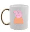 Чашка с цветной ручкой Мама Свинка Золото фото