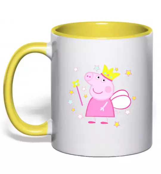 Чашка з кольоровою ручкою Пепа фея Сонячно жовтий фото