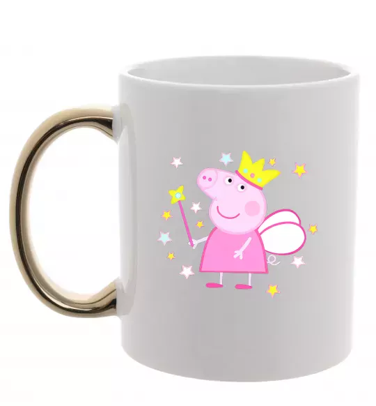 Чашка з кольоровою ручкою Пепа фея Золото фото