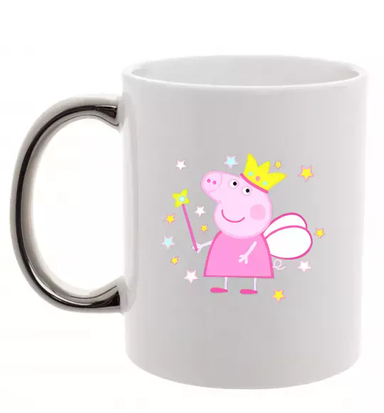 Чашка з кольоровою ручкою Пепа фея Срібло фото