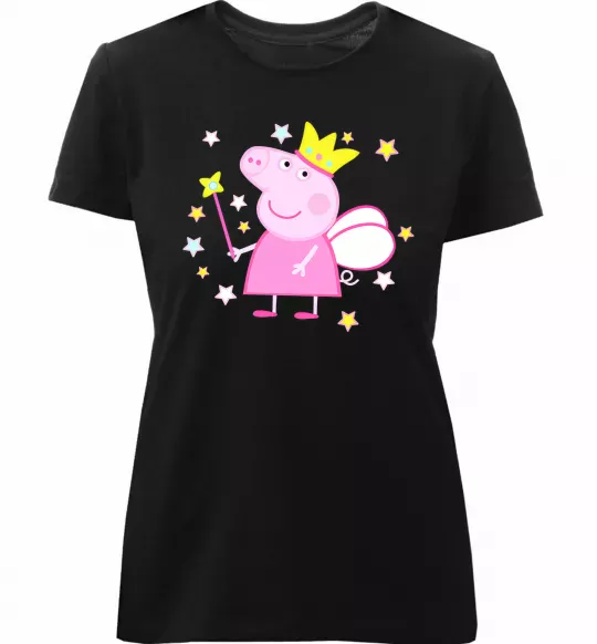 Жіноча преміум футболка Пепа фея Чорний фото