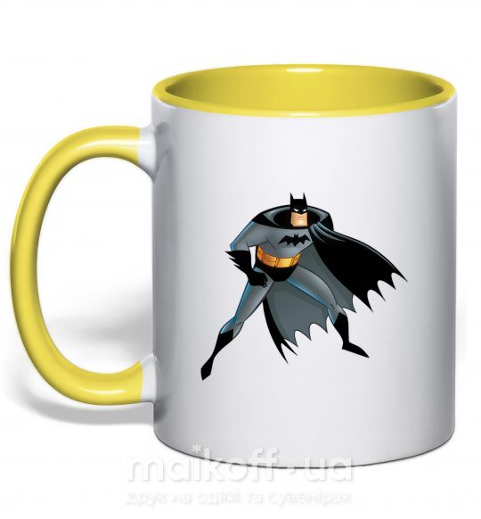 Чашка з кольоровою ручкою Batman cartoon Сонячно жовтий фото