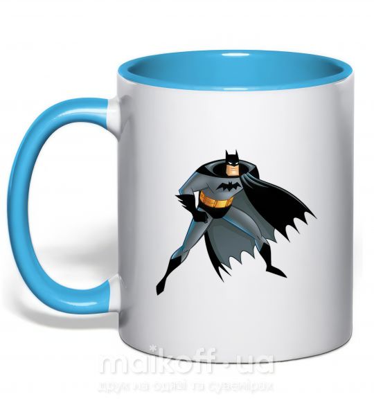 Чашка з кольоровою ручкою Batman cartoon Блакитний фото
