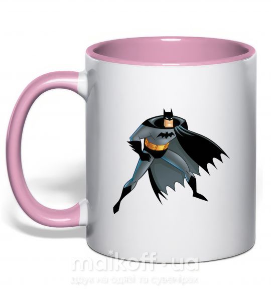 Чашка з кольоровою ручкою Batman cartoon Ніжно рожевий фото
