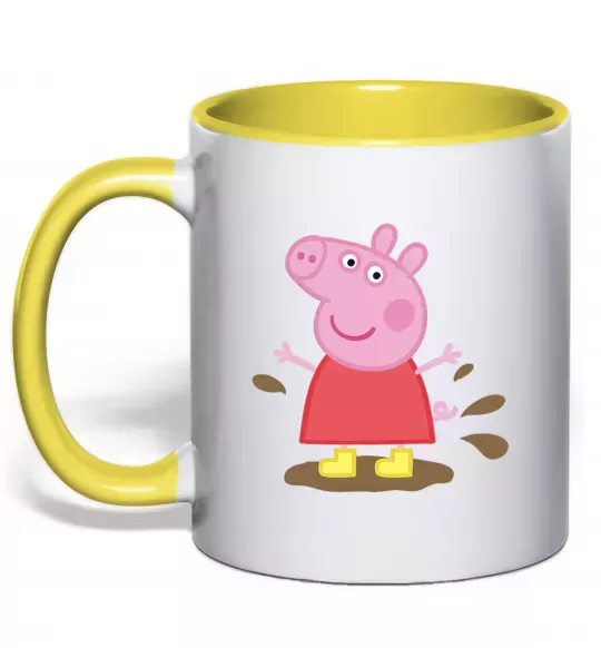 Чашка с цветной ручкой Пепа калюжа Солнечно желтый фото