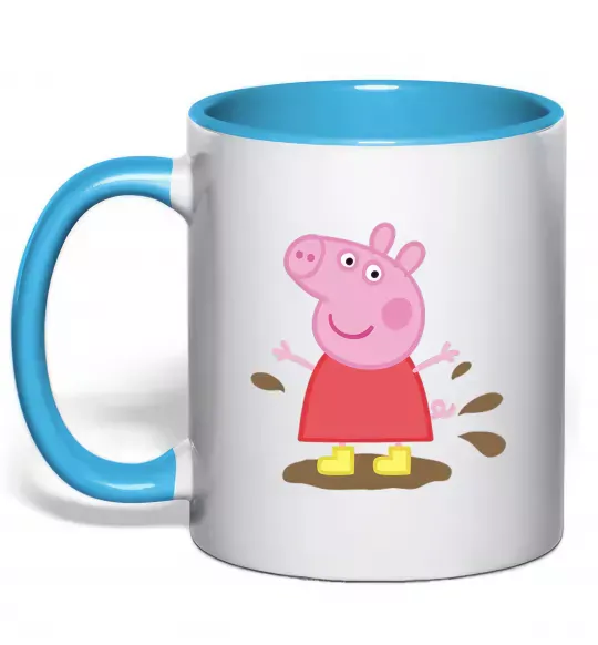 Чашка с цветной ручкой Пепа калюжа Голубой фото