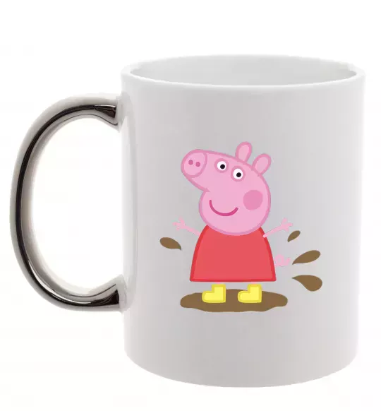 Чашка с цветной ручкой Пепа калюжа Серебро фото