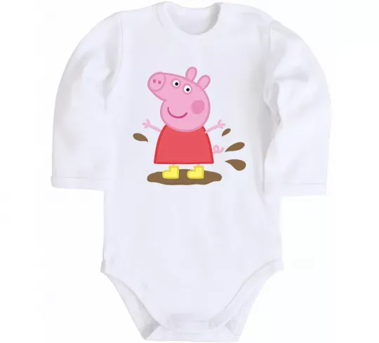 Детский боди Пепа калюжа Белый фото