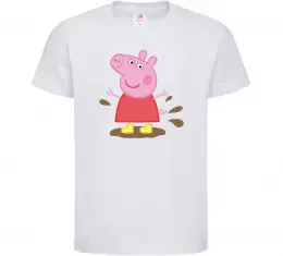 Детская футболка Пепа калюжа Белый фото