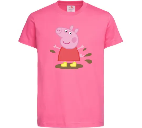 Детская футболка Пепа калюжа Ярко-розовый фото