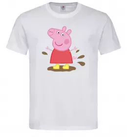 Мужская футболка Папа Свин Белый фото