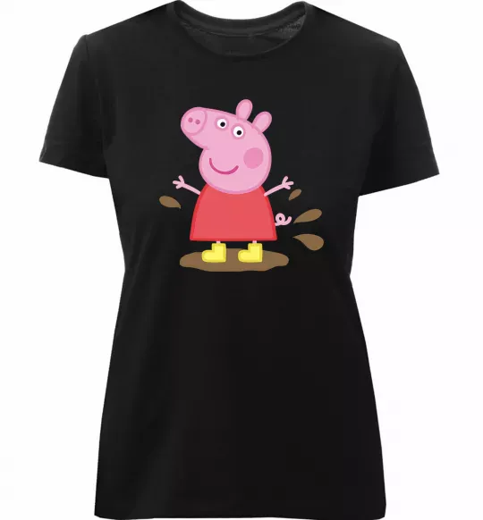 Жіноча преміум футболка Пепа калюжа Чорний фото