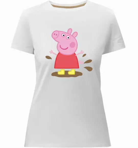 Жіноча преміум футболка Пепа калюжа Білий фото