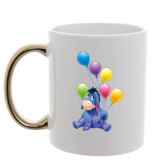 Чашка з кольоровою ручкою Віслючок Золото фото