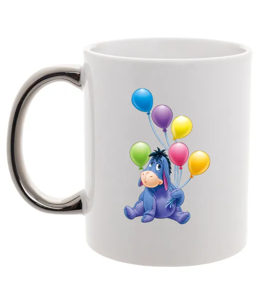 Чашка з кольоровою ручкою Віслючок Срібло фото