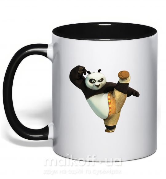Чашка з кольоровою ручкою Kung Fu Panda Чорний фото