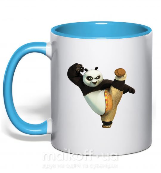 Чашка з кольоровою ручкою Kung Fu Panda Блакитний фото
